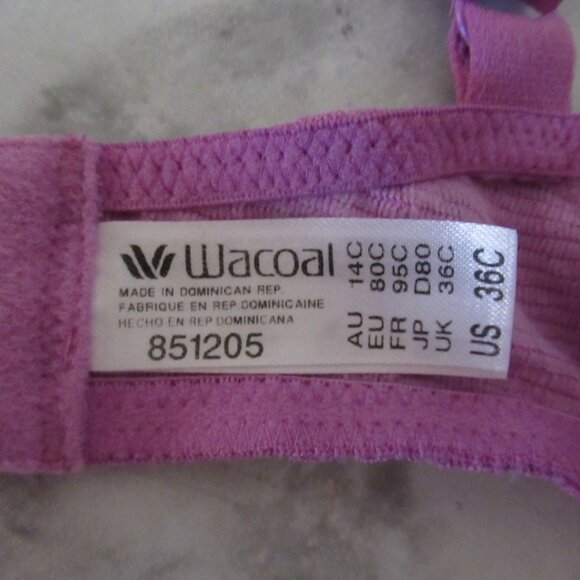 Wacoal Bra 36C Pink Purple Halo Lace Underwire Bow Back Closure 851205 - Picture 7 of 7